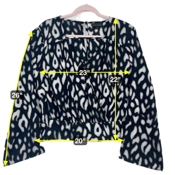 Bold Elements Wrap style Blouse Womens SZ XL Long sleeve Black White Boho Chic - Picture 2 of 16